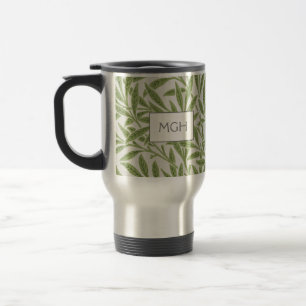Mug De Voyage Monogramme Feuilles de Saule Vert Vintage
