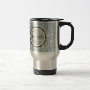 Mug De Voyage Monogramme floral bleu
