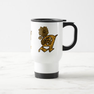 Mug De Voyage Monogramme Initiale A Élégant Pivoine Personnalisé