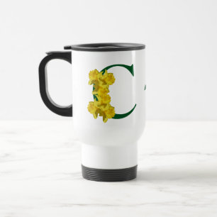 Mug De Voyage Monogramme Initiale C Personnalisé D'une Jonquille