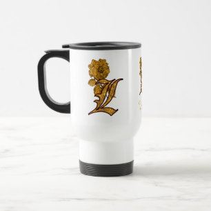 Mug De Voyage Monogramme Initiale L Élégant Pivoine Personnalisé