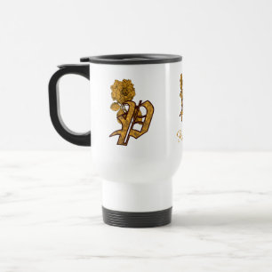 Mug De Voyage Monogramme Initiale P Élégant Péonie Personnalisé