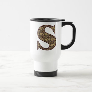 Mug De Voyage Monogramme Initiale S Élégant Floral Vintage