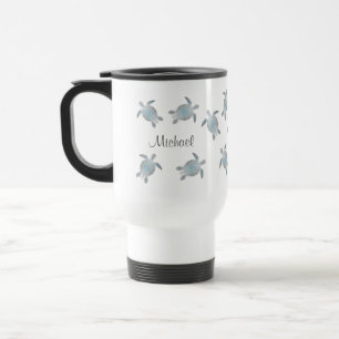 Mug De Voyage Monogramme maritime côtier des tortues marines arg
