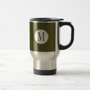 Mug De Voyage Monogramme monogramme de Pinstripe d'olive