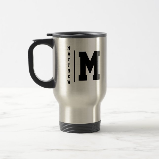 Mug De Voyage Monogramme noir et argent (Gauche)