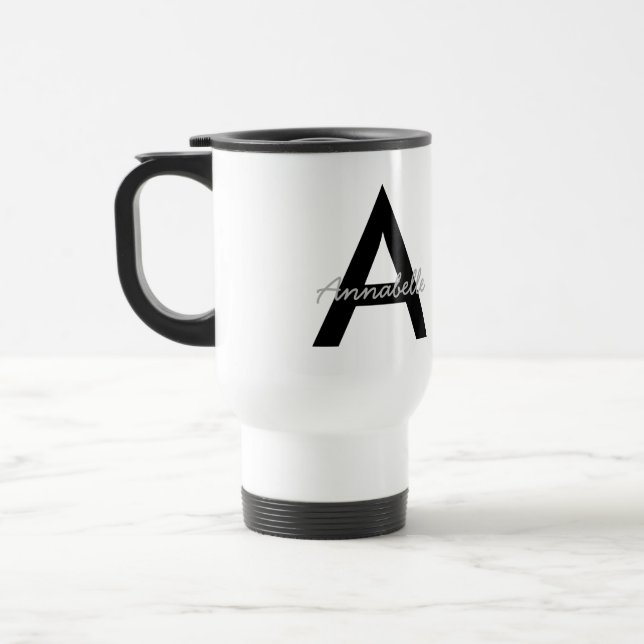 Mug De Voyage Monogramme personnalisé de typographie (Gauche)