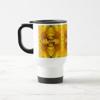 Mug De Voyage Monogramme personnalisé initial nom Art de pétales