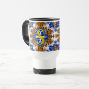 Mug De Voyage Monogramme personnalisé Votre initiale Nom Art col
