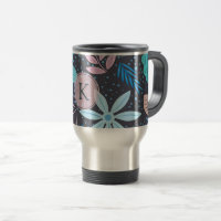 Monogramme rose Motif moderne Big Blue Flower