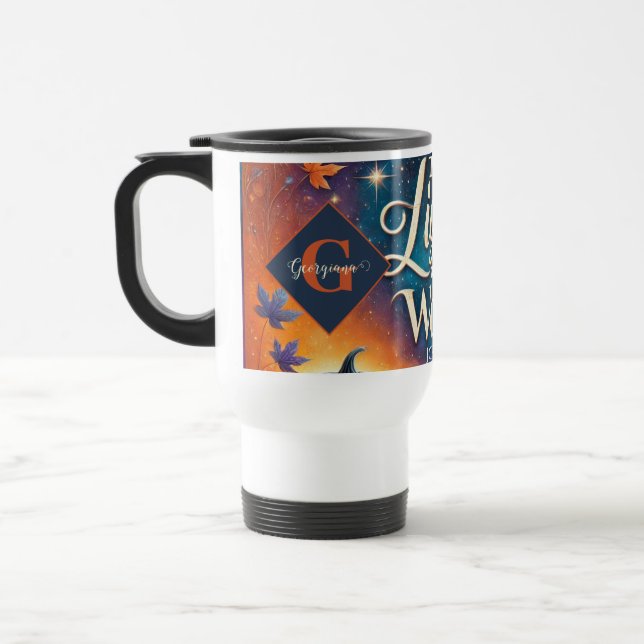 Mug De Voyage Monogramme Vibrant Christian Halloween Bible Verse (Gauche)
