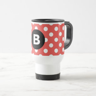 Mug De Voyage Motif à pois rouges Monogramme noir