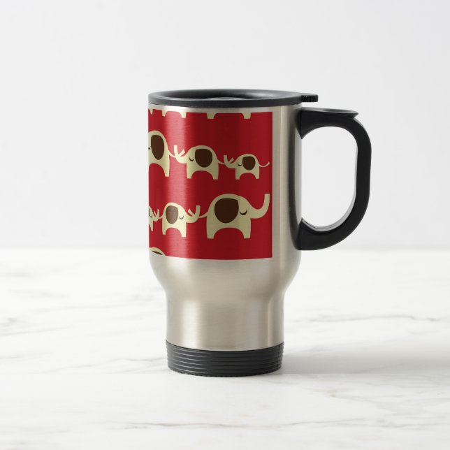 Mug De Voyage Motif animal mignon de rouge de cerise d'éléphants (Droit)