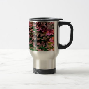 Mug De Voyage Motif camouflage rose, pêche et vert