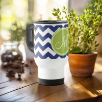 Motif Chevron avec Monogram - Navy Lime