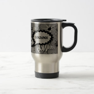 Mug De Voyage Motif de bande dessinée personnalisé rétro gris pe
