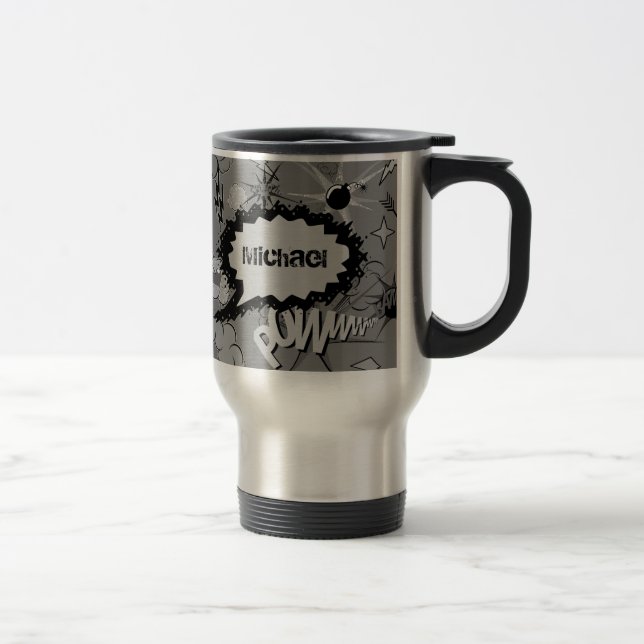 Mug De Voyage Motif de bande dessinée personnalisé rétro gris pe (Droit)