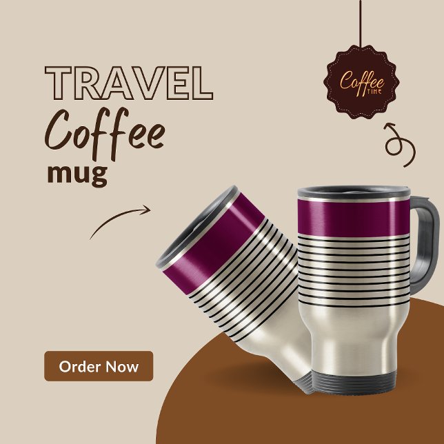 Mug De Voyage Motif de bandes Abstraites (Créateur téléchargé)