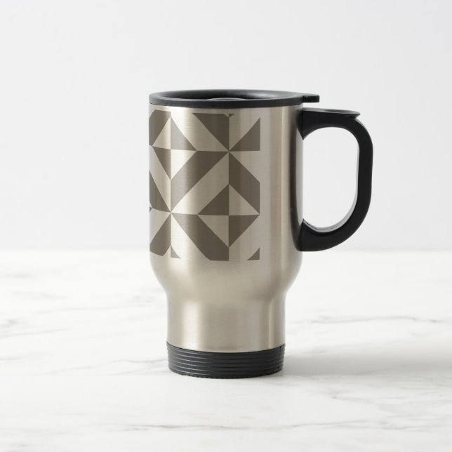 Mug De Voyage Motif de cube géométrique gris argenté (Droit)