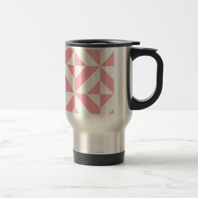 Mug De Voyage Motif de cube géométrique Melon rose (Droit)