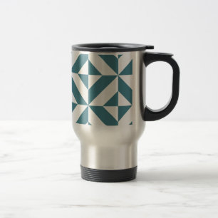 Mug De Voyage Motif de cube vert géométrique profond Turquoise