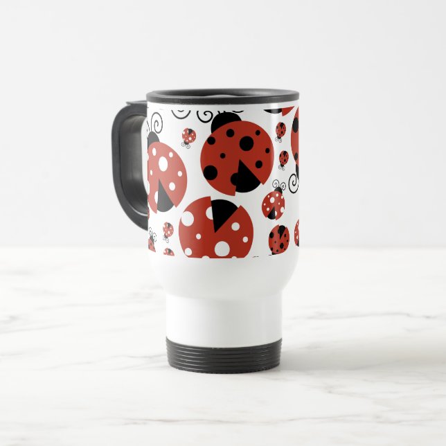 Mug De Voyage Motif De Ladybugs, Mignons Ladybugs, Red Ladybugs (Devant gauche)