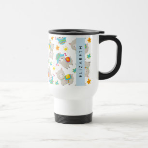 Mug De Voyage Motif De Llamas, Alpacas, Fleurs, Votre Nom