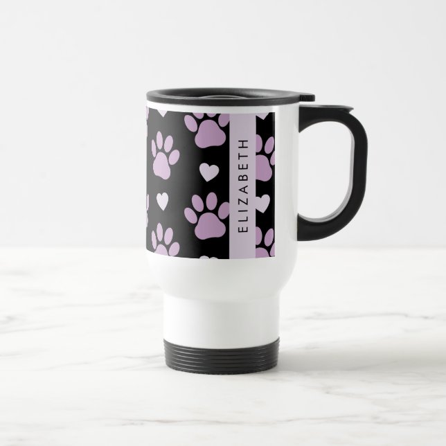 Mug De Voyage Motif De Pâtes, Pâtes Lilac, Coeurs, Votre Nom (Droite)