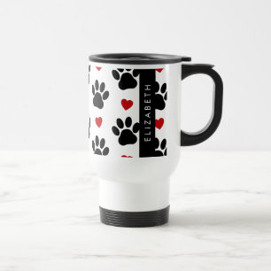Mug De Voyage Motif De Pâtes, Pâtes Noires, Coeurs Rouges, Votre