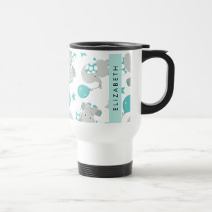 Mug De Voyage Motif D'Eléphants, Eléphants Mignons, Votre Nom