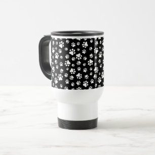 Mug De Voyage Motif des pattes, Empreintes de pattes, noir et bl
