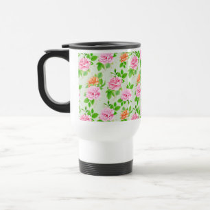 Mug De Voyage Motif élégant de roses florales feuilles vertes-23