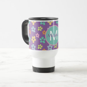 Mug De Voyage Motif fleur pointillé mignon violet personnalisé