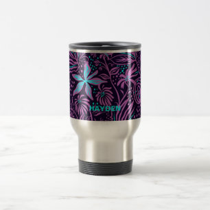 Mug De Voyage Motif floral violet foncé moderne personnalisé