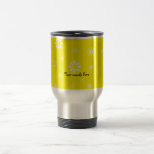 Mug De Voyage Motif jaune et blanc de flocons de neige