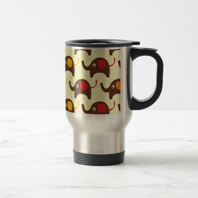 Mug De Voyage Motif mignon de nature de kawaii d'éléphants de (Droit)