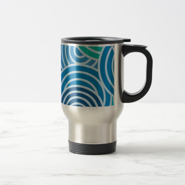 Mug De Voyage Motif moderne à spirale bleue (Droit)