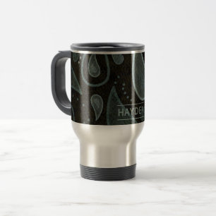 Mug De Voyage Motif Paisley Gris Noir Élégant Personnalisé
