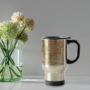 Mug De Voyage Motif Pink Peony Alphonse Mucha