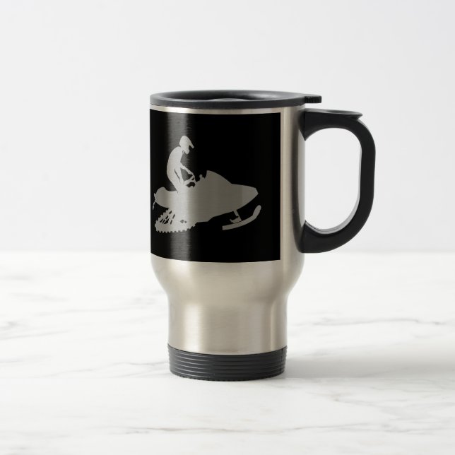 Mug De Voyage Motoneige gris argent (Droit)
