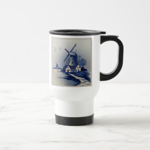 Mug De Voyage Moulin à vent bleu blanc Delft vintage