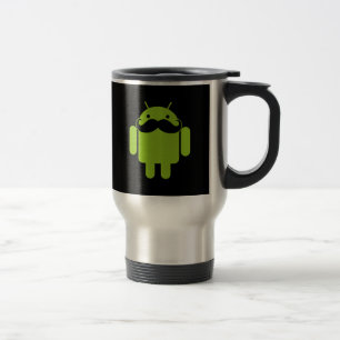 Mug De Voyage Moustache androïde d'icône de robot sur le noir