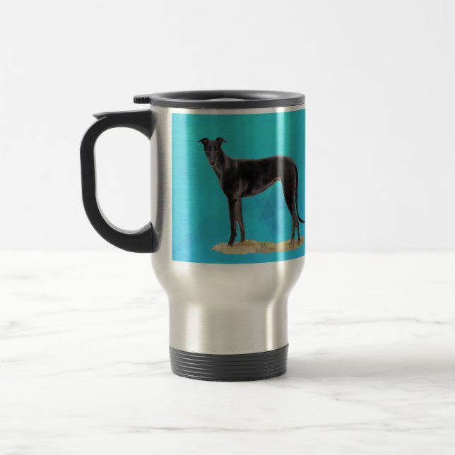 Mug De Voyage Musique de voyage de Black Greyhound Dog (Gauche)