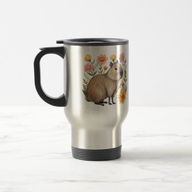 Mug De Voyage Musique Floral Capybara (Gauche)