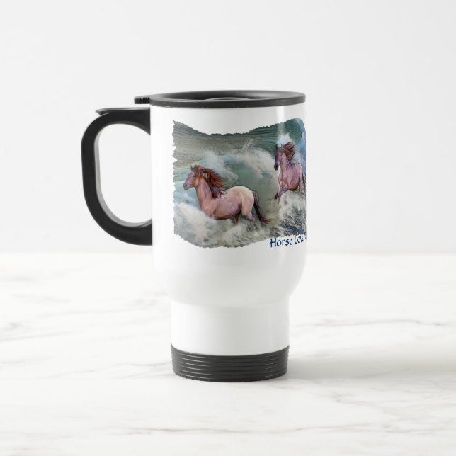 Mug De Voyage Mustang espagnol Chevaux et Surf de plage Voyage M (Gauche)