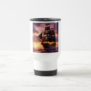 Mug De Voyage Navire pirate au lever/coucher du soleil