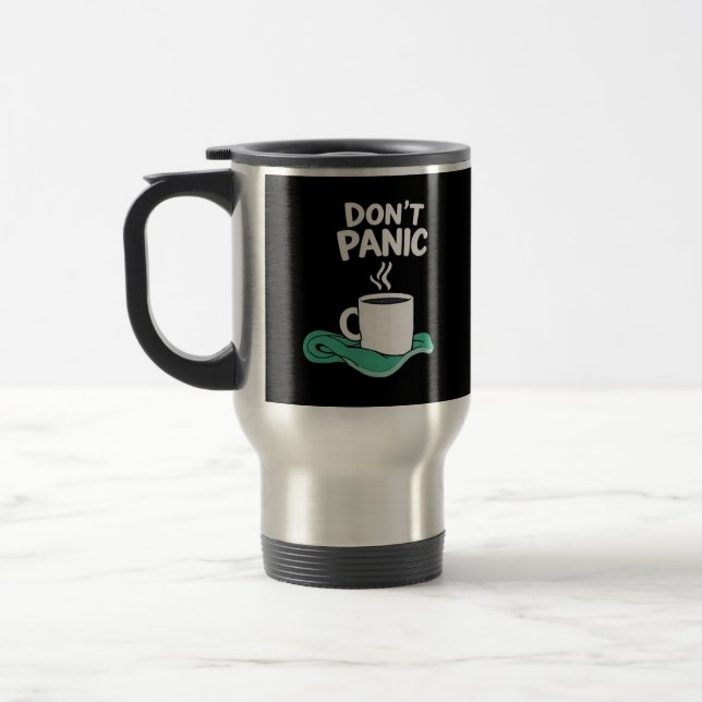 Mug De Voyage Ne panique pas avec serviette (Gauche)