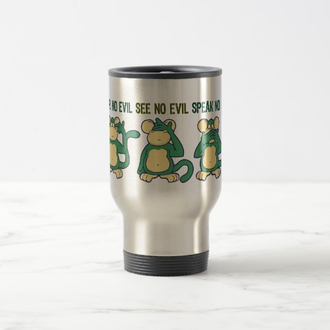 Mug De Voyage N'entendez aucun vert de singes de mal (Centre)