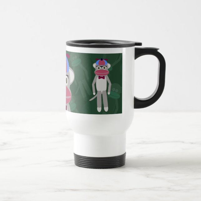 Mug De Voyage Nerdy Fifties Sock Monkey Cartographie Art Design  (Droite)