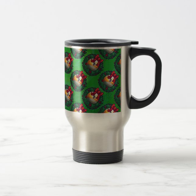Mug De Voyage Neuf boule dans la couronne Motif sur vert (Droit)